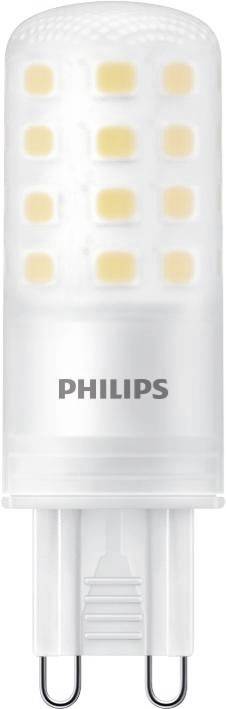Žárovka LED Philips s bílým matným stínítkem a přípojnou základnou, zobrazená na prostém pozadí.
