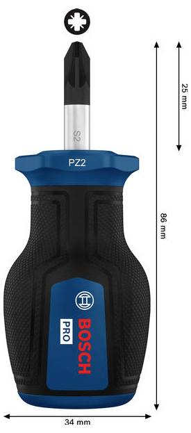 Bosch Professional PRO Stubby-Schraubendreher PZ2 x 25 mm 1600A039TK křížový šroubovák PZ 2 Délka dříku: 25 mm-3