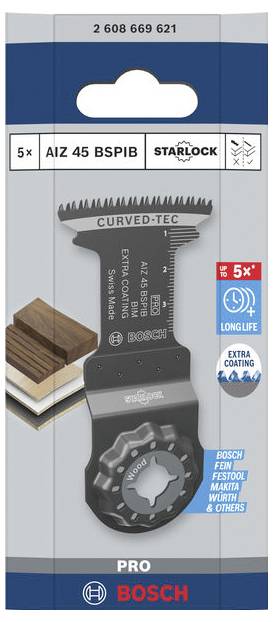 Bosch PRO Starlock multi-tool balíček pilového listu, AIZ 45 BSPIB, 5x dlouhá výdrž, pro řezání dřeva a kovu.