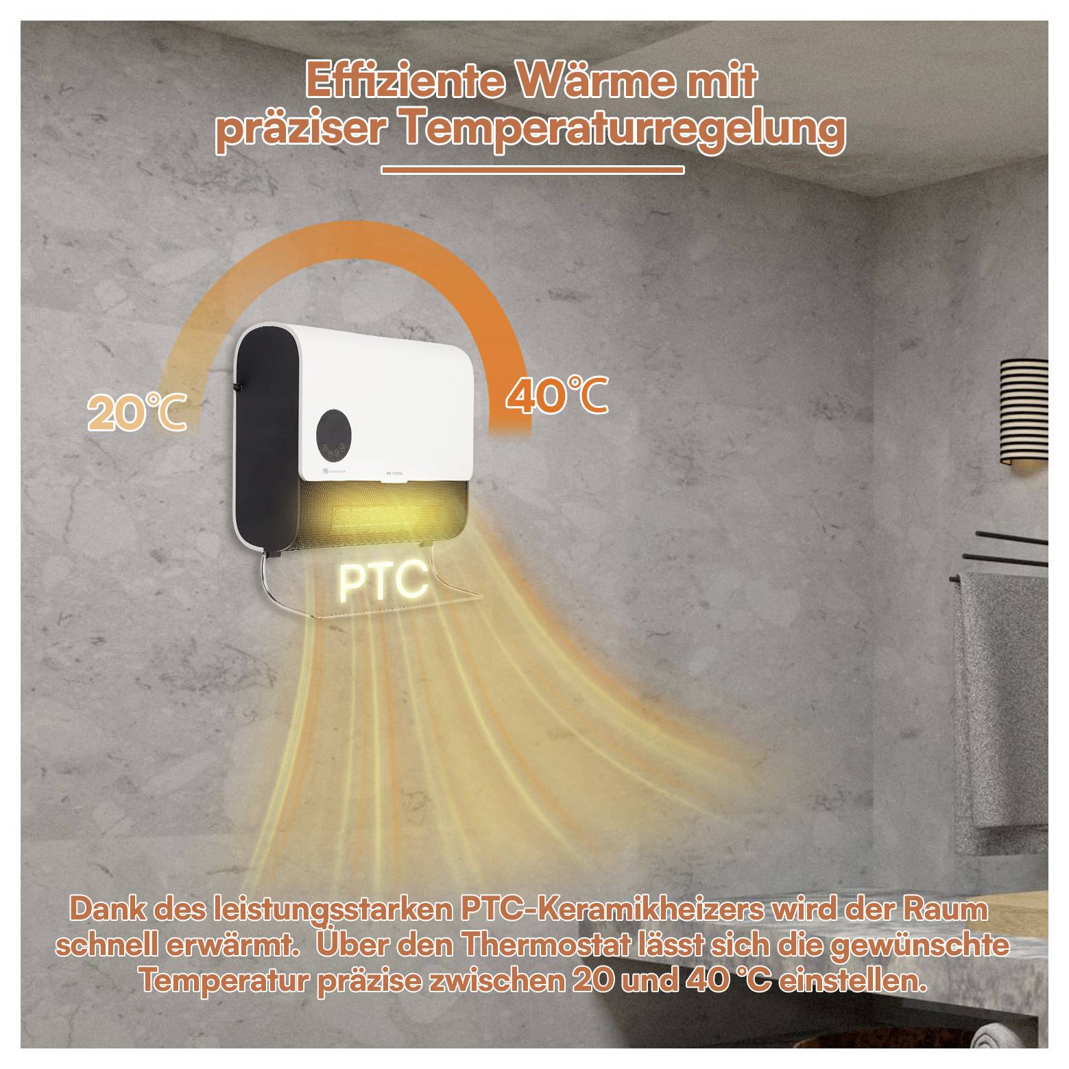 Be Cool BCDaniel26 PTC keramický topný ventilátor bílá-6