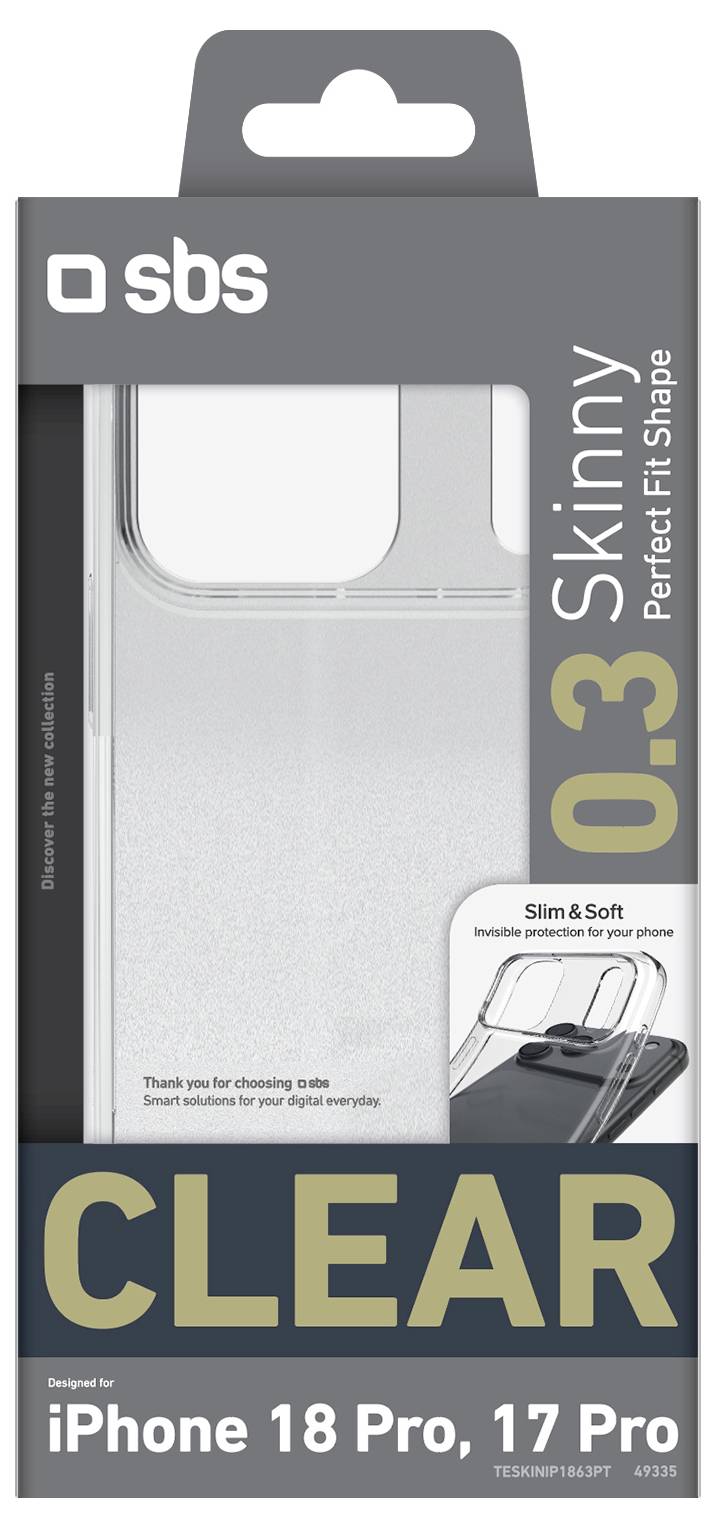 sbs mobile Skinny zadní kryt na mobil Apple iPhone 18 Pro, iPhone 17 Pro transparentní TESKINIP1863PT-1