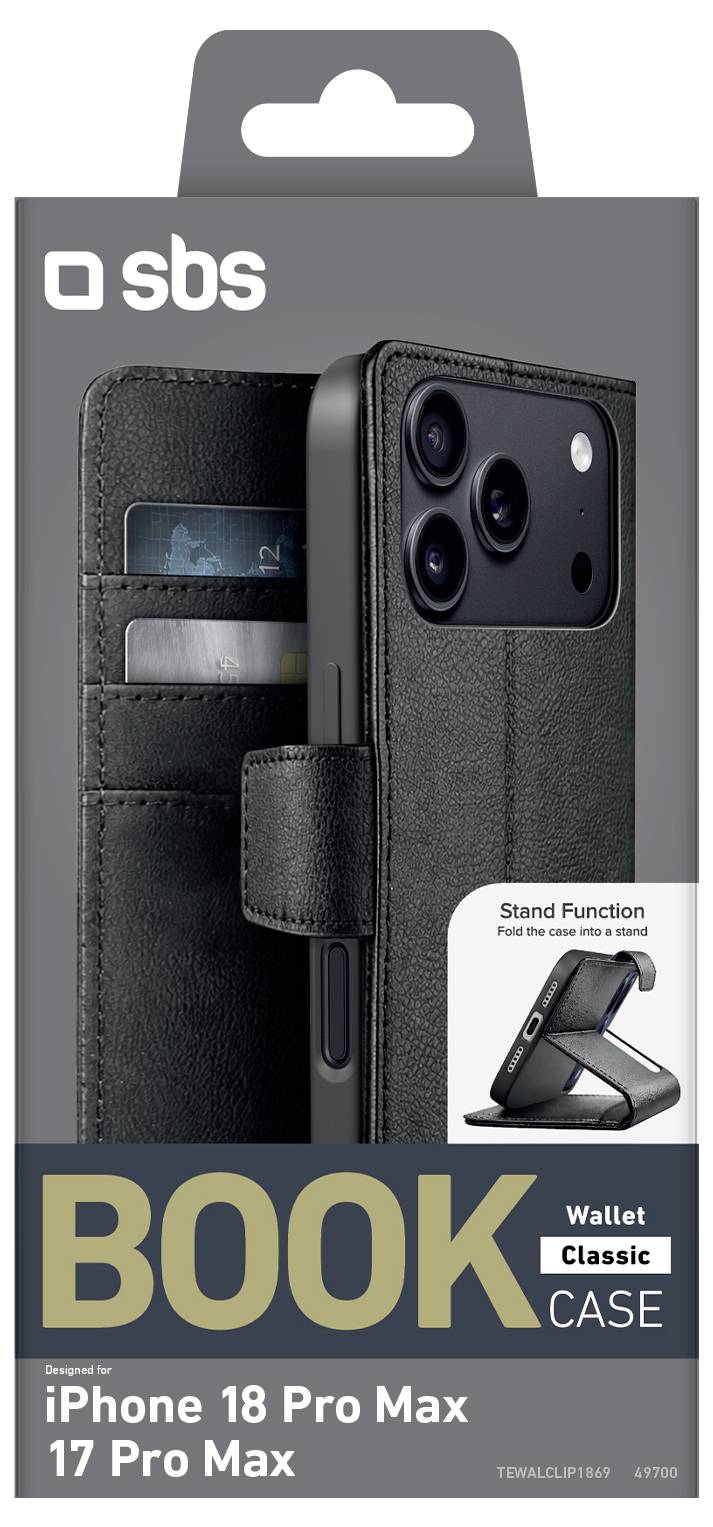 sbs mobile Wallet Classic Booklet Apple iPhone 18 Pro Max, iPhone 17 Pro Max černá TEWALCLIP1869-1