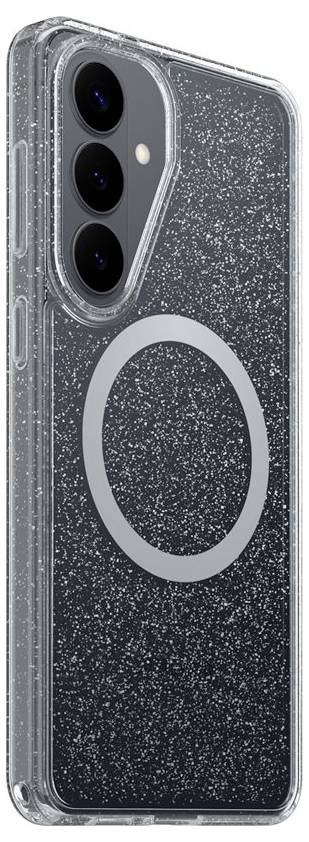 Čirý kryt telefonu s vestavěným MagSafe kroužkem, zobrazeným na zadní straně smartphonu s trojitým výřezem fotoaparátu.