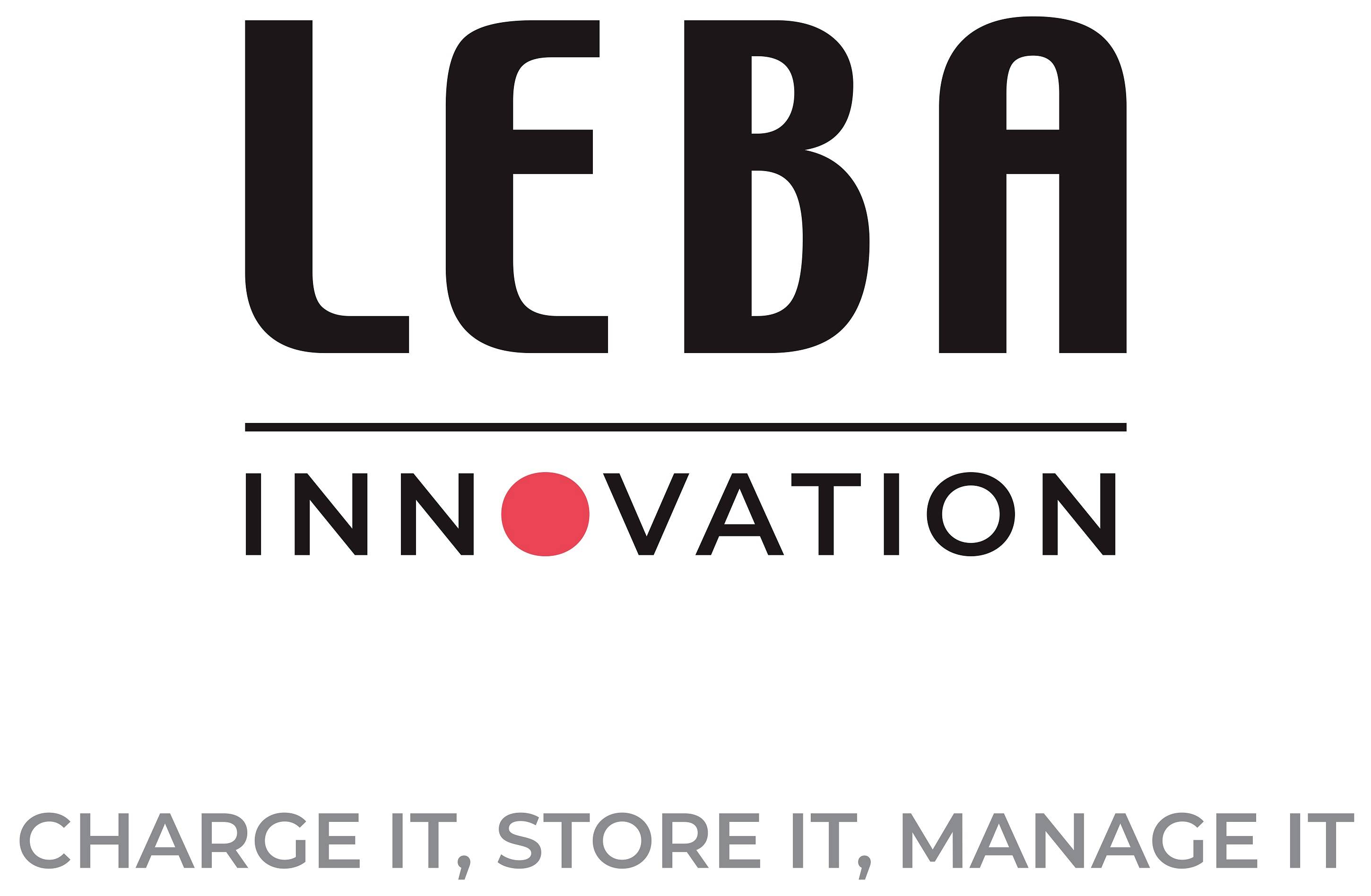 Logo LEBA Innovation se sloganem "NABIJ TO, ULOŽ TO, SPRAVUJ TO" pod ním.