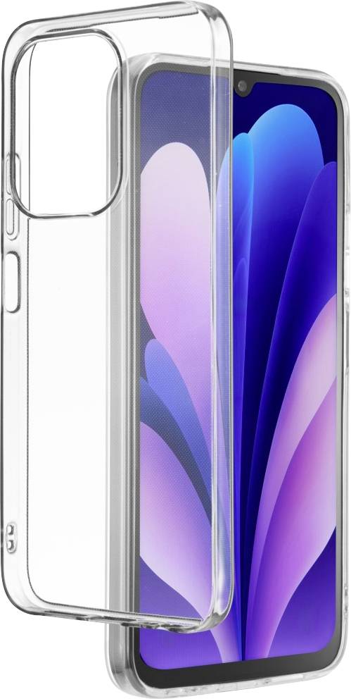 Průhledný ochranný kryt telefonu zobrazen vedle chytrého telefonu, zdůrazňující přizpůsobení krytu a transparentní design.