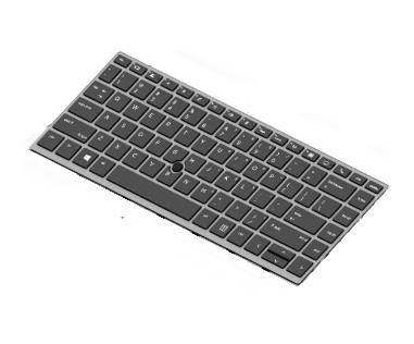Černá bezdrátová klávesnice s úplným QWERTY rozložením a řadou čísel, zobrazená v úhlu na bílém pozadí.