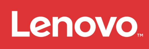 Červené logo Lenovo na bílém pozadí.