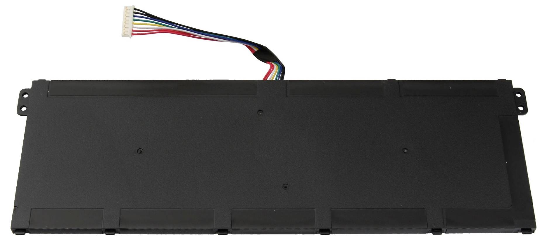 Černý obdélníkový elektronický modul s barevným páskou kabel vycházející z horního okraje a montážními horním na obou stranách.