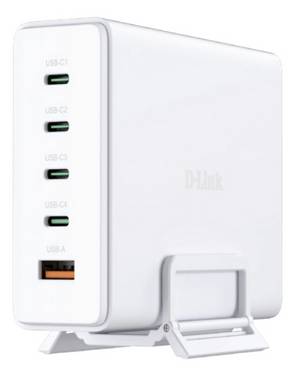 D-Link DCF-241/E USB nabíječka, GaN, USB Power Delivery (USB-PD) , Rychlonabíječka, auto-detect, 4x USB-C®, 1x USB A , Quick Charge 3.0, bílá