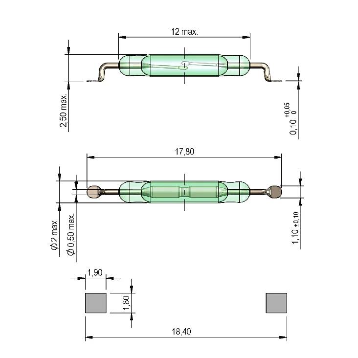 StandexMeder Electronics MK23-46-D-2 MK23-46-D-2, jazýčkový kontakt, 1 spínací kontakt, 200 V DC/AC, 0.5 A, 10 W
