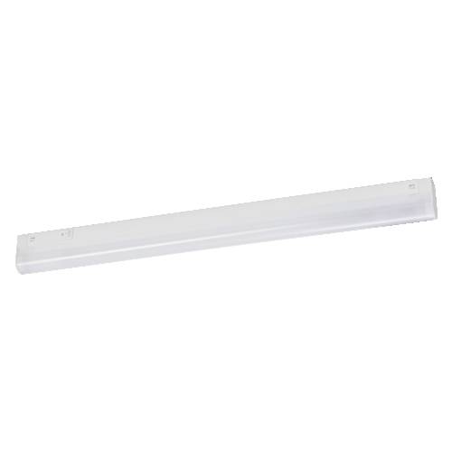 Bílá lineární LED svítidla na jednobarevném bílém pozadí.