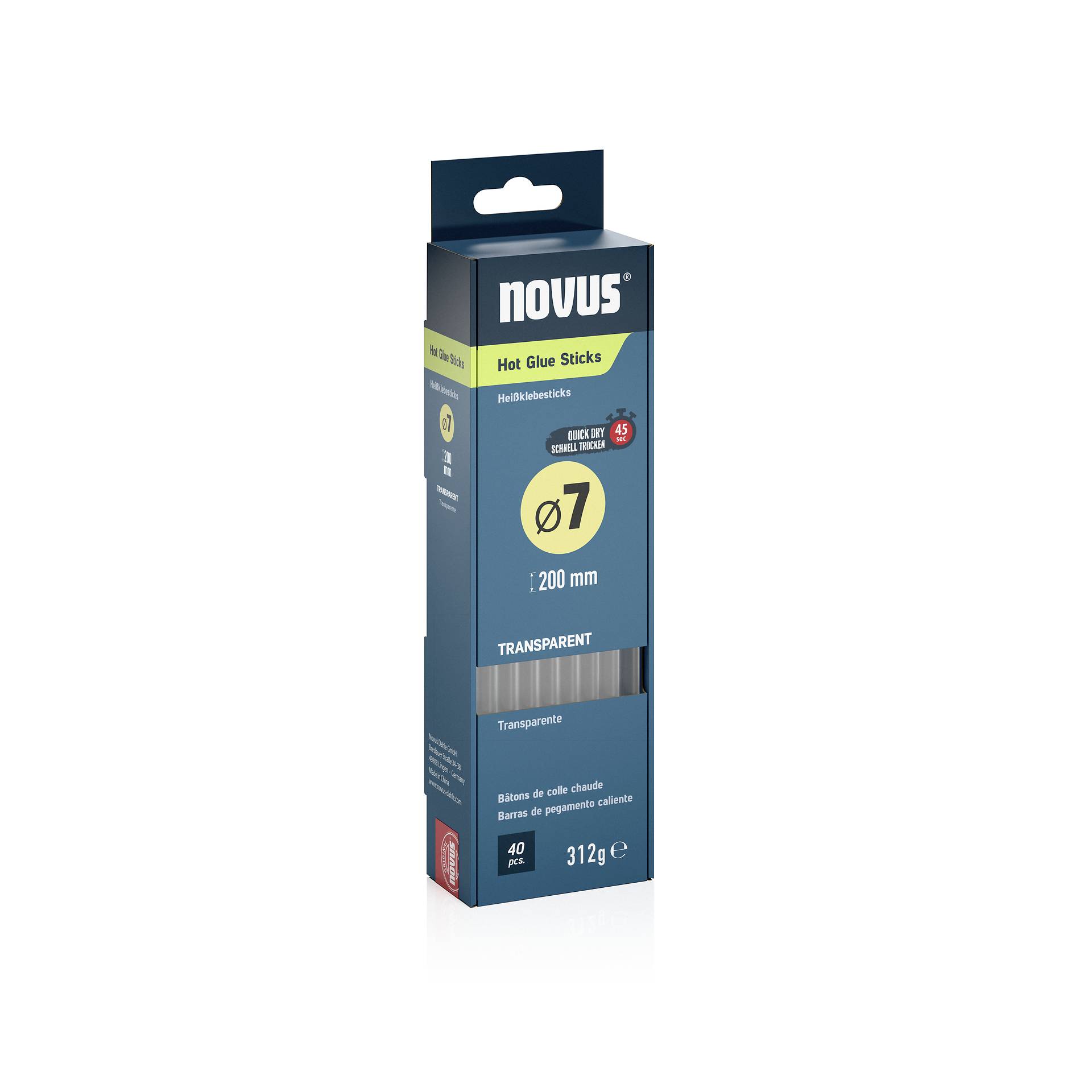 Novus Tools lepicí tyčinky 7 mm 200 mm transparentní 40 ks