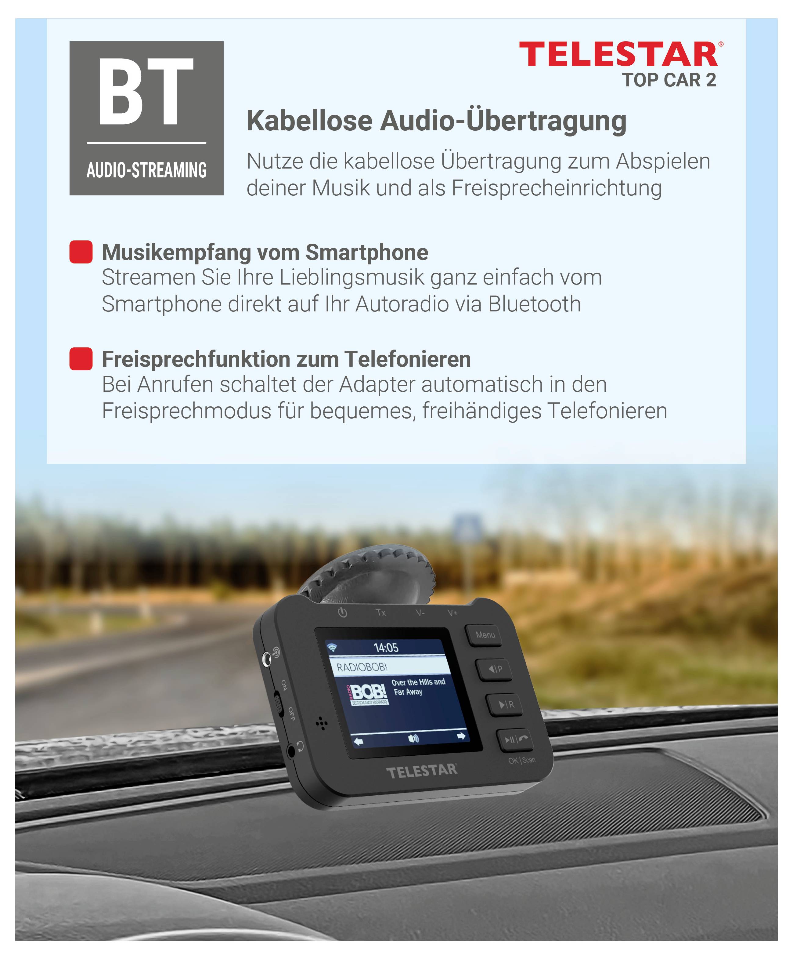 Telestar TOP CAR 2 DAB+ modul pro dodatečnou montáž uchycení přísavkami-6