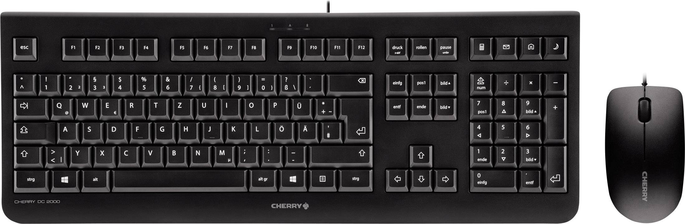 CHERRY DC 2000 USB sada klávesnice a myše USB konektor anglická, QWERTY černá