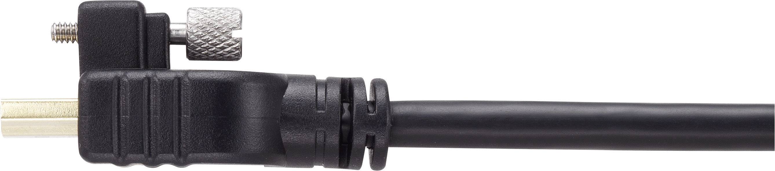 Černý RF kabel s mechanismem Flip-Lock na jednom konci pro spolehlivé připojení k elektronickým zařízením.