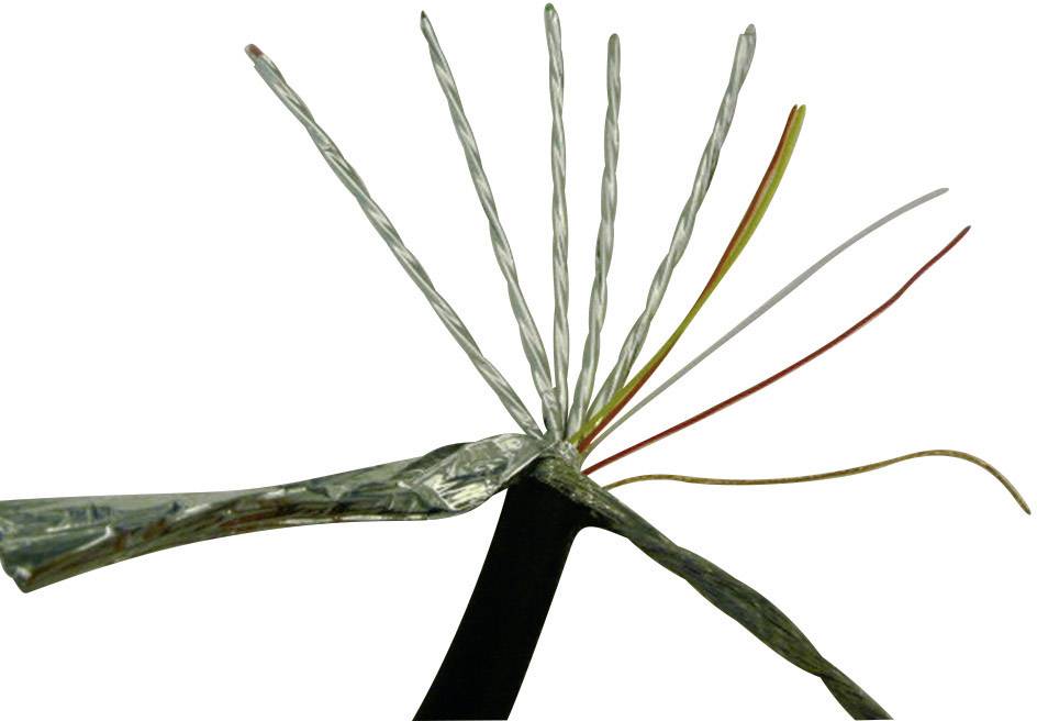 Stíněný kabel s vinutými a volnými, barevně odlišenými vodiči je viditelný.