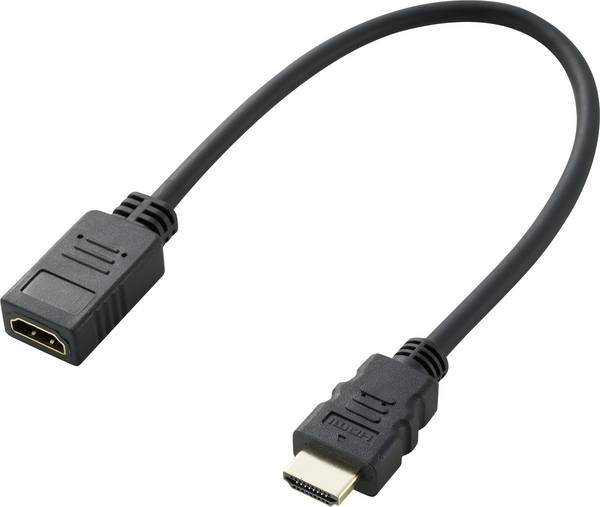 SpeaKa Professional HDMI prodlužovací kabel Zástrčka HDMI-A, Zásuvka HDMI-A 0.30 m černá SP-7870100 4K UHD, Audio Return Channel, pozlacené kontakty HDMI kabel