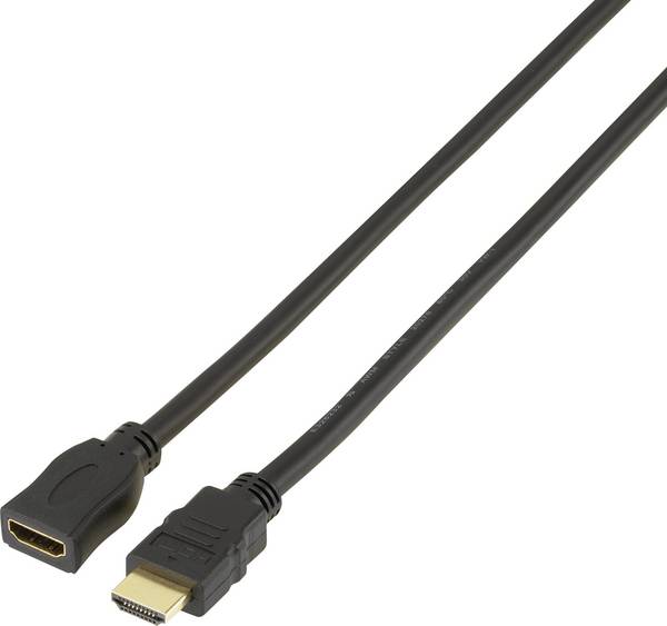 SpeaKa Professional HDMI prodlužovací kabel Zástrčka HDMI-A, Zásuvka HDMI-A 1.00 m černá SP-7870528 4K UHD, Audio Return Channel, pozlacené kontakty HDMI kabel