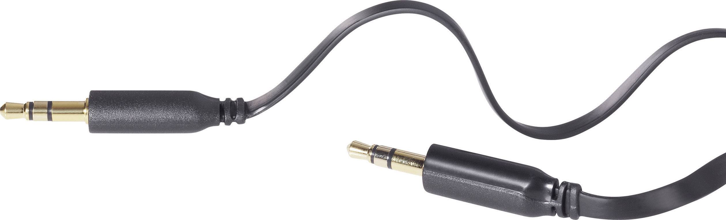 Dva černé audiovodiče se zlatými konektory, mírně zvlněné, na bílém pozadí.
