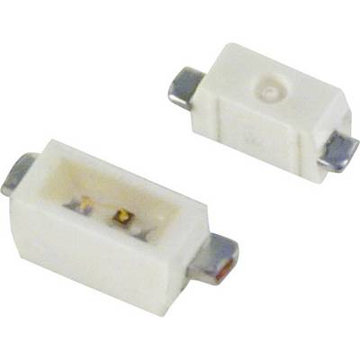 Dvě bílé SMD LED s obdélníkovým tvarem, každá s kovovými kontakty na koncích, na neutrálním pozadí.