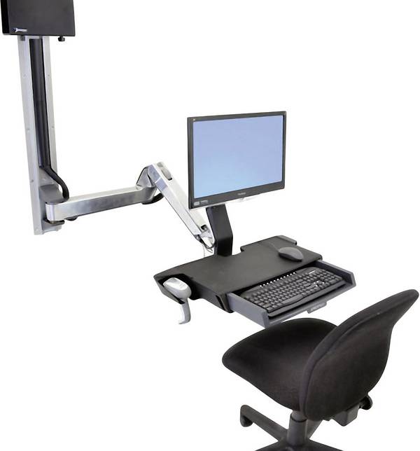 <br>  Ergotron<br>  StyleView Sit-Stand Combo<br>  <br>  držák na zeď pro monitor<br>  1 Displej: (s)<br>  25,4 cm (10") - 61 cm (24")<br>  hliník (leštěný)<br>  nastavitelná výška, odkládací místo na klávesnici, naklápěcí, nakláněcí, otočný, odnímatelný<br>