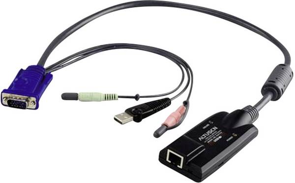 ATEN KVM adaptér [2x jack zástrčka 3,5 mm, zástrčka SPHD 15, USB 1.1 zástrčka A - 1x RJ45 zásuvka] 0.20 m černá