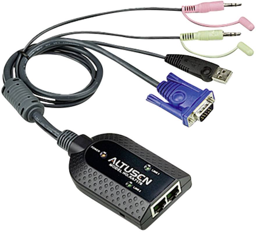 KVM adaptérový kabel s VGA, USB a audio konektory pro připojení počítače ke KVM přepínači.