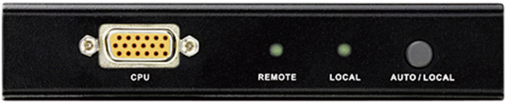 Ovládací panel s VGA portem (označený jako 'CPU'), třemi kontrolkami ('REMOTE', 'LOCAL', 'AUTO/LOCAL').