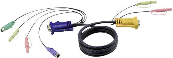 ATEN KVM kabel [1x VGA zástrčka, jack zástrčka 3,5 mm, jack zástrčka 3,5 mm, PS/2 zástrčka, PS/2 zástrčka - 1x VGA zástrčka, jack zástrčka 3,5 mm, jack zástrčka 3,5 mm] 1.80 m černá