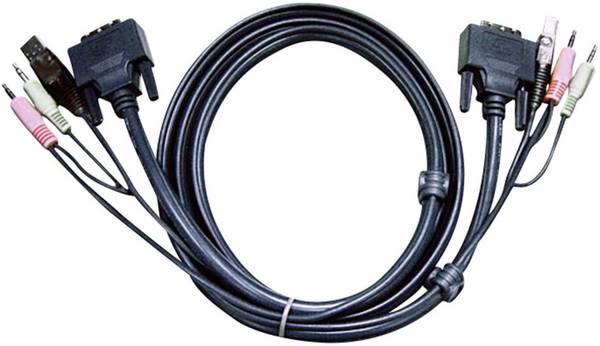 ATEN KVM kabel [2x jack zástrčka 3,5 mm, DVI zástrčka 18+1pólová, USB 2.0 zástrčka A - 2x jack zástrčka 3,5 mm, DVI zástrčka 18+1pólová, USB 2.0 zástrčka A] 3.00 m černá