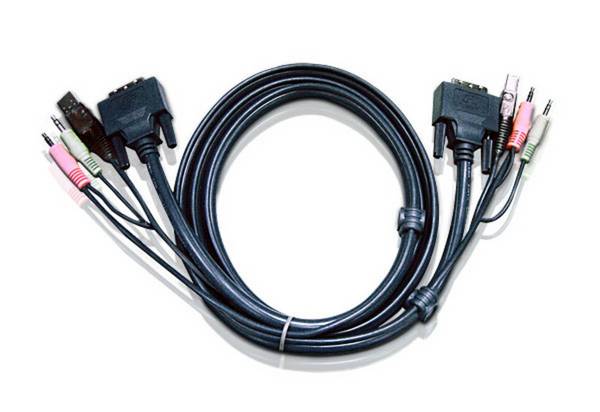 ATEN KVM kabel [1x DVI zástrčka 18+5pólová - 1x DVI zástrčka 18+5pólová] 3.00 m černá