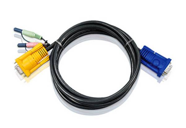 ATEN KVM kabel [1x VGA zástrčka, jack zástrčka 3,5 mm - 1x VGA zásuvka, jack zástrčka 3,5 mm] 5.00 m černá