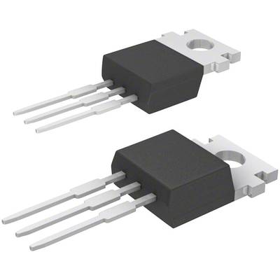 Dva elektronické součástky, podobného tvaru, se třemi vývody a obdélníkovým pouzdrem. Pravděpodobně tranzistory nebo podobné komponenty.