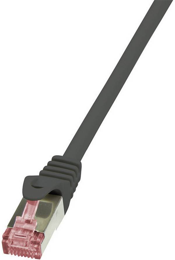 LogiLink CQ2033S RJ45 síťové kabely, propojovací kabely CAT 6 S/FTP 1.00 m černá samozhášecí, s ochranou 1 ks