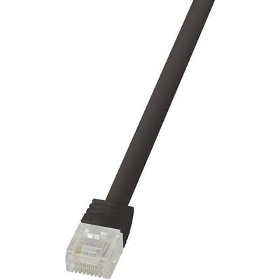 Černý ethernetový kabel s průhledným RJ45 konektorem na jednom konci.