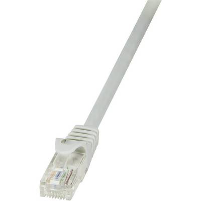 Šedý ethernetový kabel s průhlednou RJ45 zásuvkou, používaný pro síťové připojení.