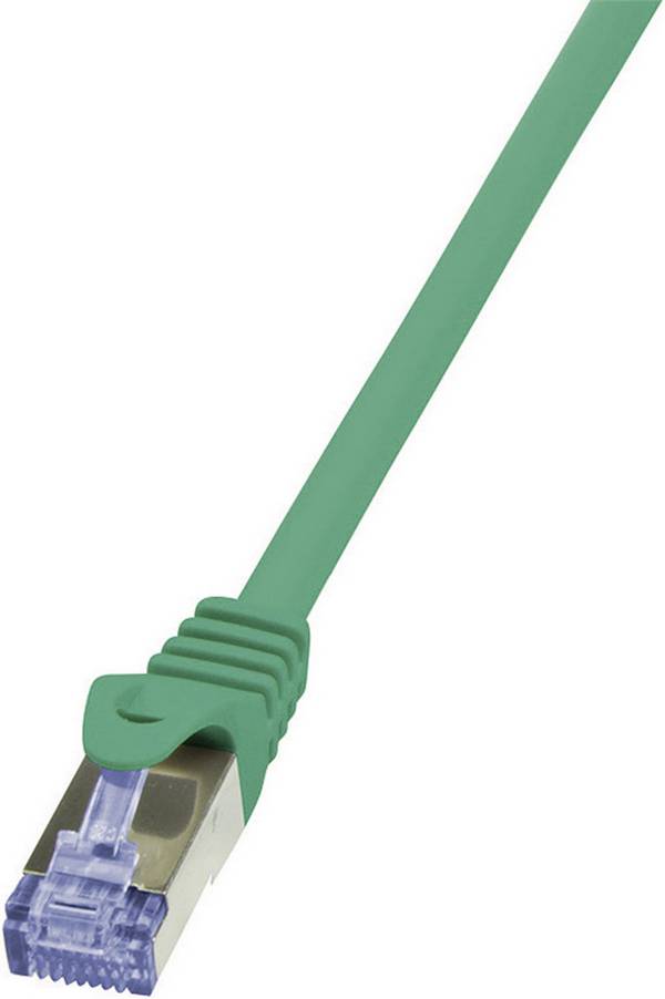 LogiLink CQ3035S RJ45 síťové kabely, propojovací kabely CAT 6A S/FTP 1.00 m zelená samozhášecí, s ochranou 1 ks