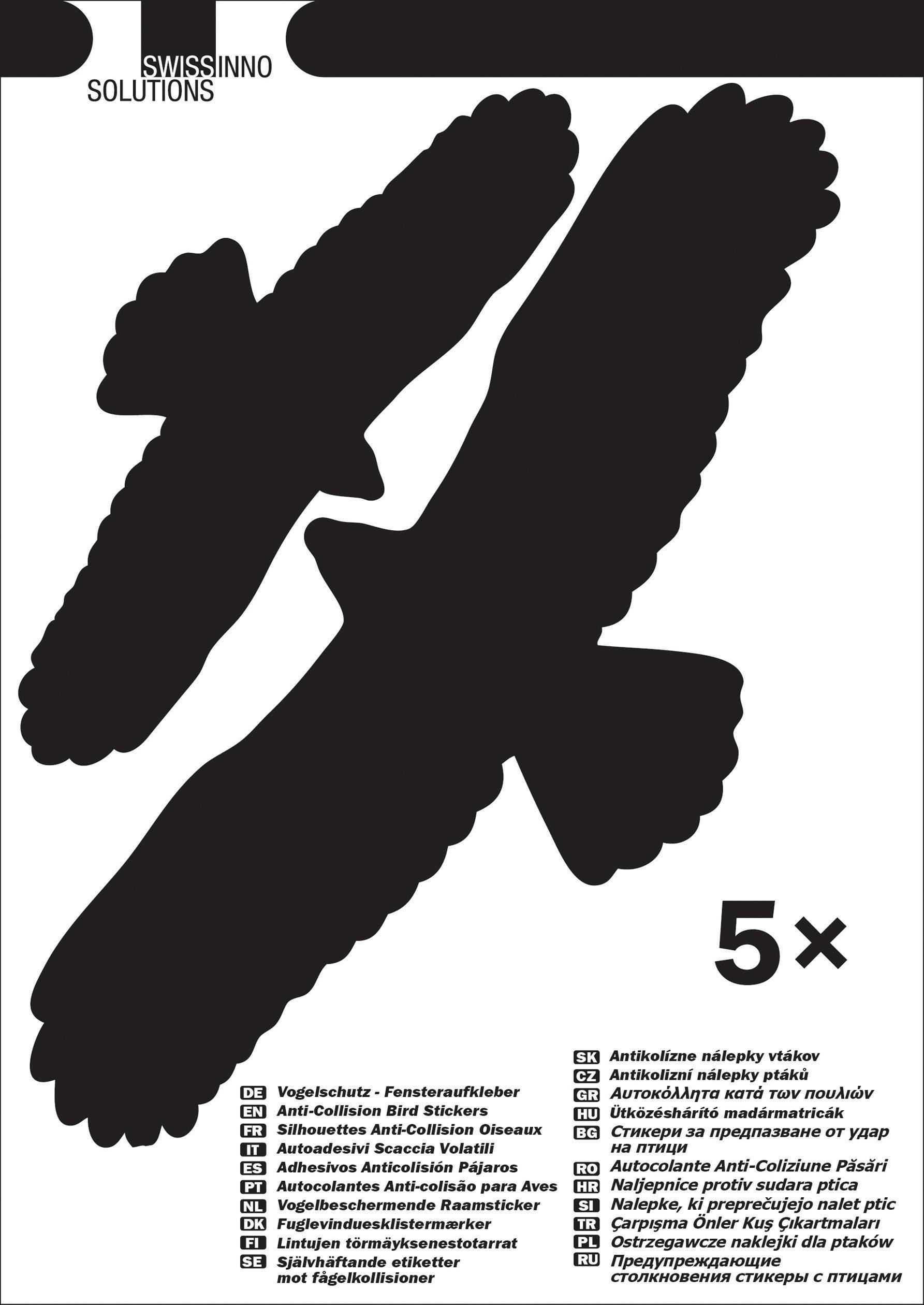 Swissinno Birdprotection, 1 705 001, nálepka do okna s obrazem ptáka 5 ks, funkce: odstrašení-1