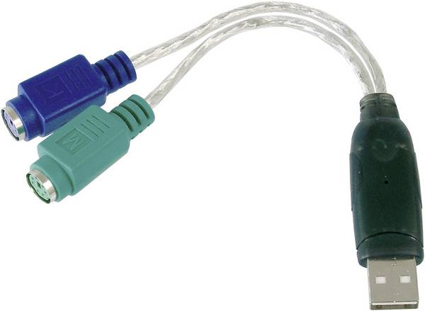 Digitus USB / PS/2 klávesnice / myš kabelový adaptér [1x USB 2.0 zástrčka A - 2x PS/2 zásuvka] 10.00 cm transparentní