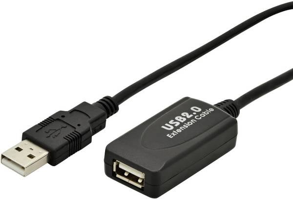 Digitus USB kabel USB 2.0 USB-A zástrčka, USB-A zásuvka 5.00 m černá Aktivní se zesílením signálu DA-70130-4