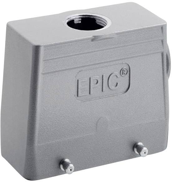 Díl krytu s nápisem 'EPIC'. Má čtvercový design se dvěma spodními šroubovými připojeními a jedním horním šroubovým otvorem.