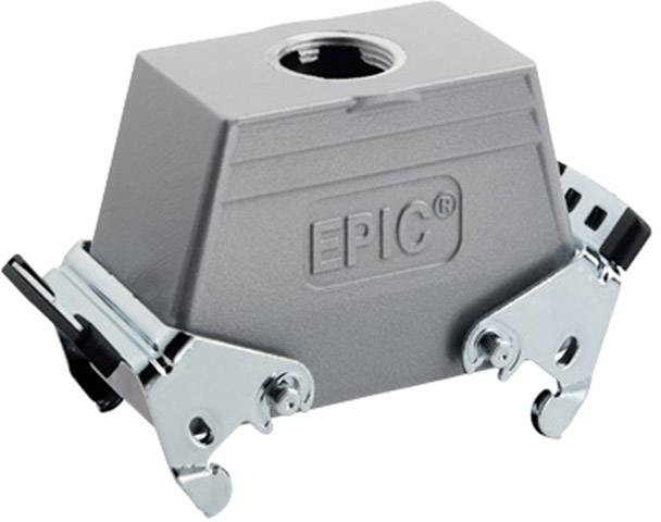 Pouzdro s kovovými sponkami a nápisem 'EPIC', určené pro bezpečné propojení v průmyslových aplikacích.