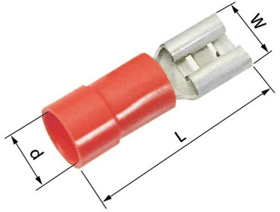 LAPP 63101040 faston zásuvka Šířka zástrčky: 4.8 mm Tloušťka konektoru: 0.8 mm 180 ° částečná izolace červená 100 ks-0