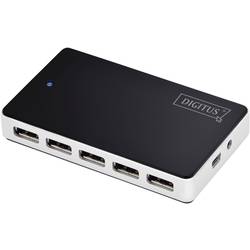 USB 2.0 hub Digitus DA-70229, 10 portů, černá/stříbrná