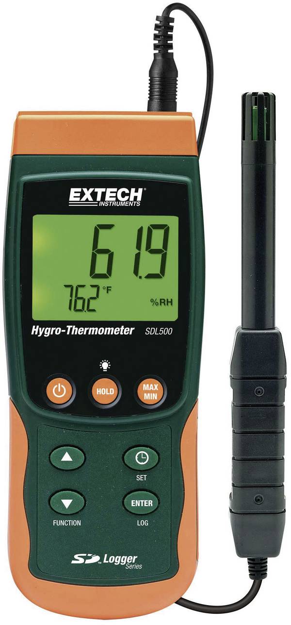 Extech SDL500 vlhkoměr vzduchu (hygrometr), Kalibrováno dle (ISO), 5 % rF-95 % rF, Funkce dataloggeru , detektor bodu tání/plísně