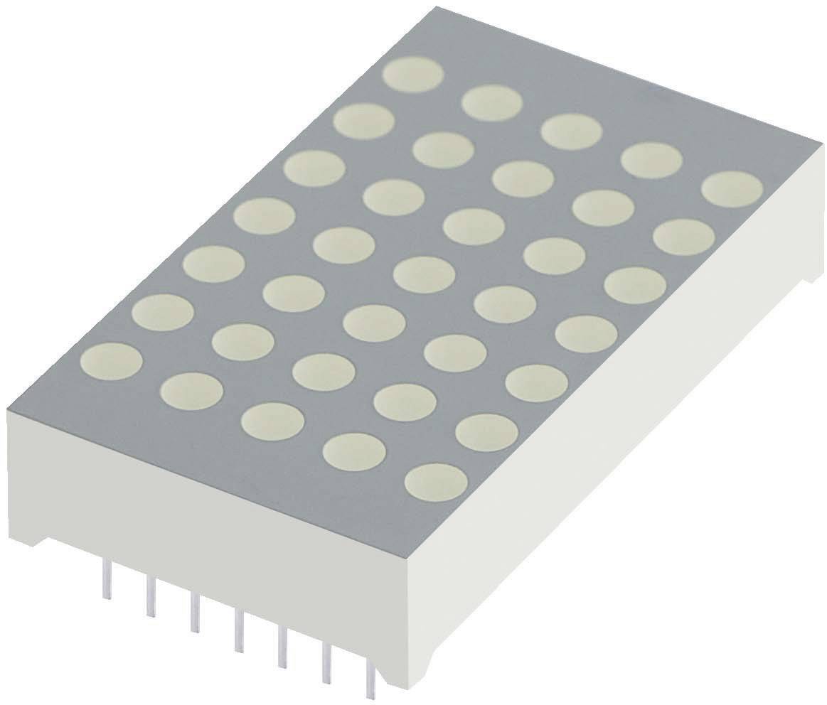 Obdélníková elektronická součástka s šedým povrchem, která má 28 pravidelně rozmístěných kruhových prohlubní v mřížkovém uspořádání.