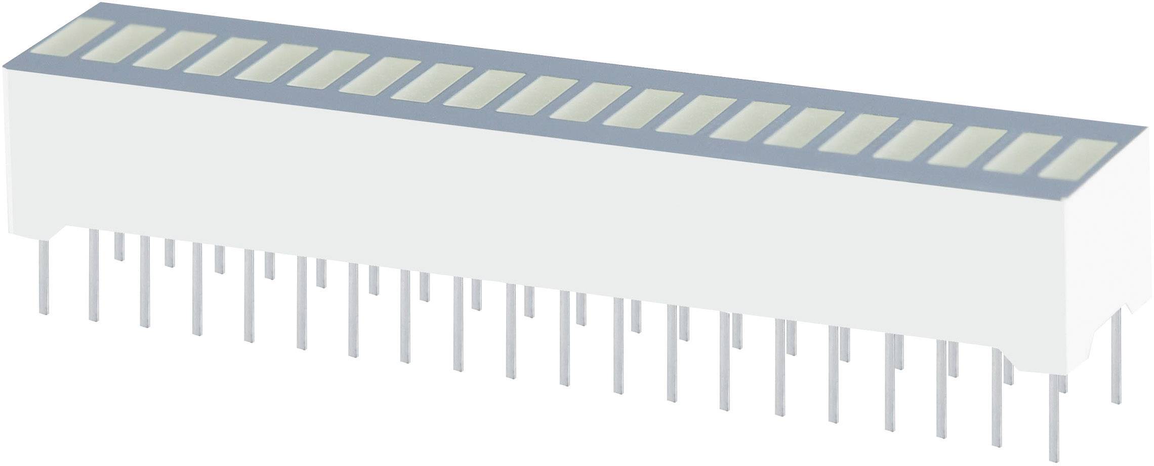 Bílá LED lišta s početným počtem pinů dole pro elektronické propojení, často používaná v digitálních displejích.