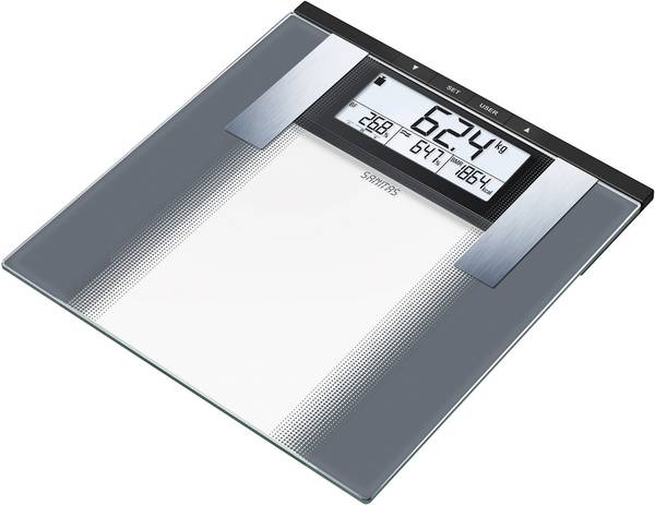 Sanitas SBG 21 váha s diagnostikou tělesných parametrů 764.35 digitální Max. váživost=180 kg šedá, sklo