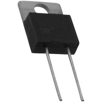 Černý elektronický tranzistor se dvěma kovovými kolíky.