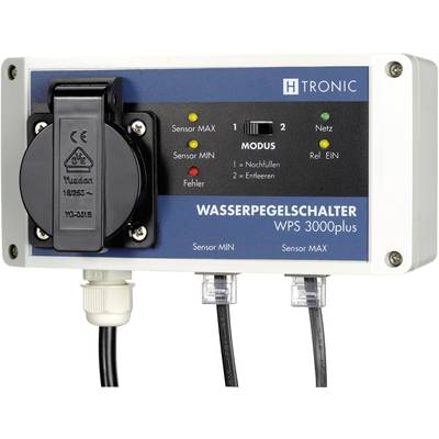 Regulátor vodní hladiny WPS 3000plus od H-Tronic pro automatické řízení stavu vody s indikací senzoru a režimu.